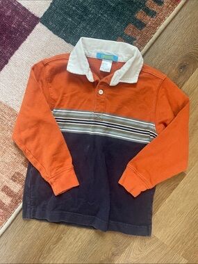 Vintage Gymboree Boys' Orange & Navy Rugby Polo Shirt